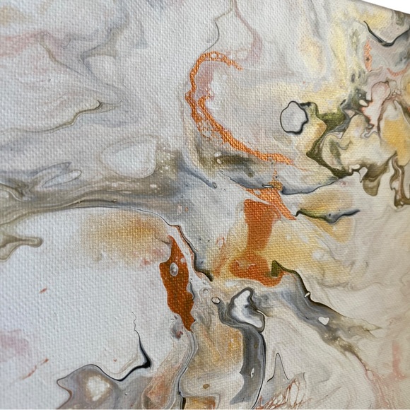 Set of two abstract acrylic pour sets acrylic blow out metallic - Picture 2 of 12